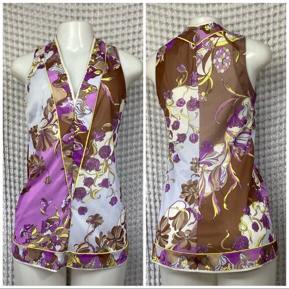 VTG 60’s Emilio Pucci Mod Psychedelic Print Brown Purple Green Floral Set S