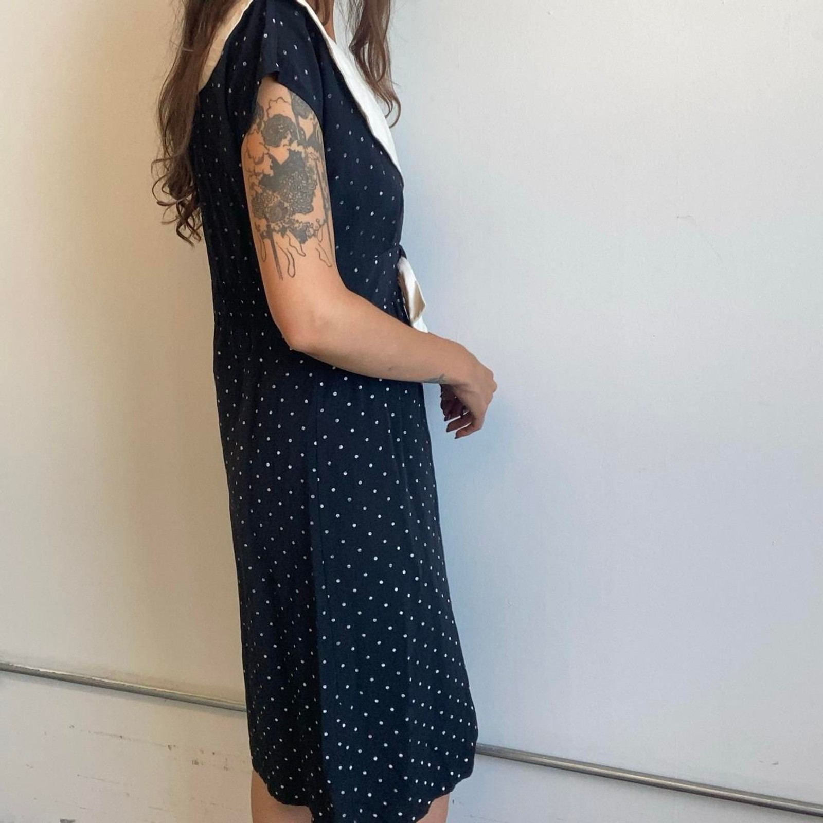 1980s does 1950s polka dot rayon blend dress