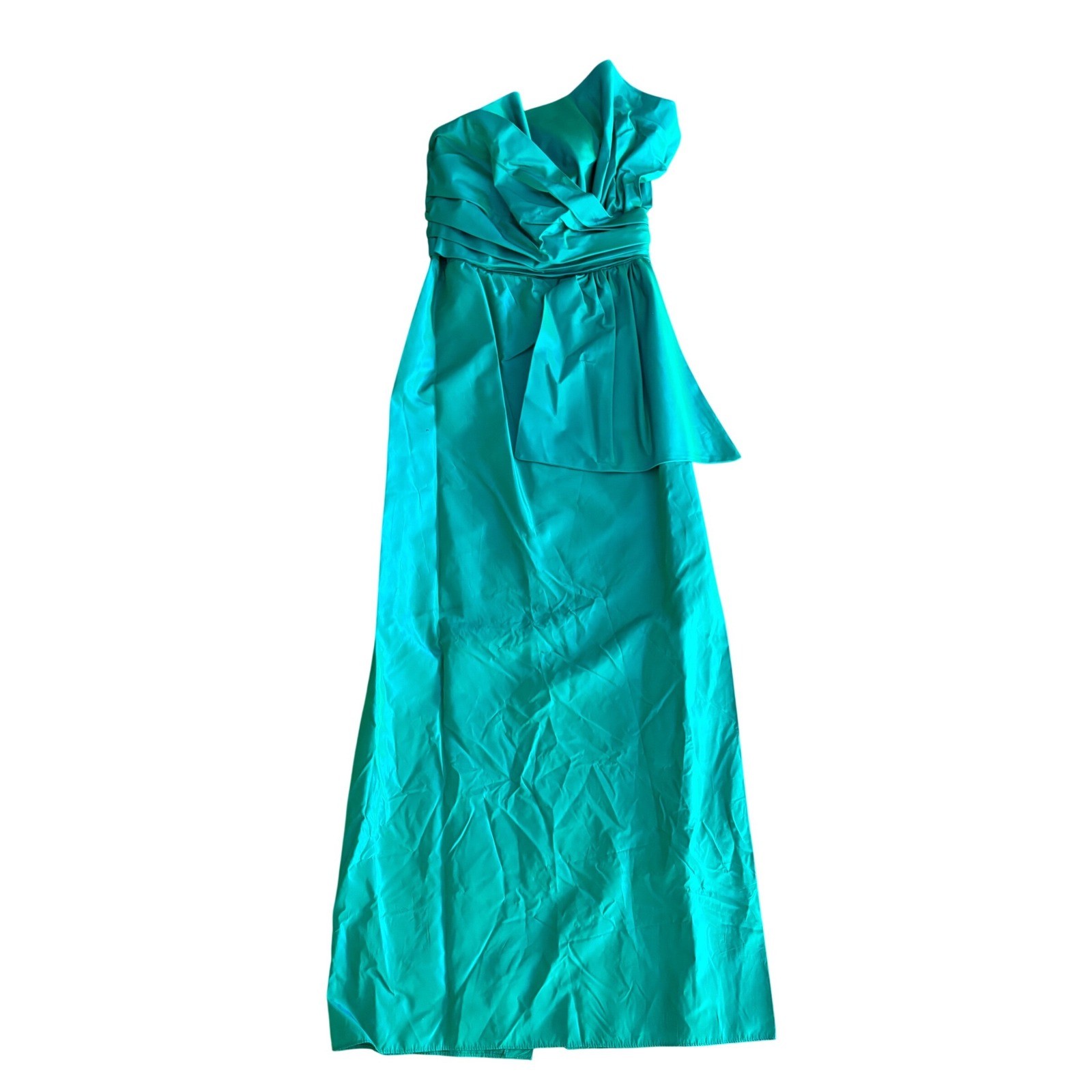 Dance Allure Alfred Angelo Teal One Shoulder Taffeta Gown 80s Prom 11/12