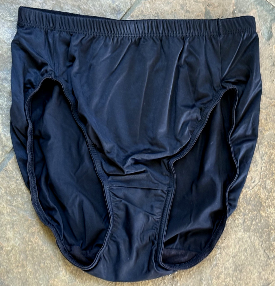 CABERNET Small Black Hi Cut Light Control Brief Satin Panties VINTAGE #267