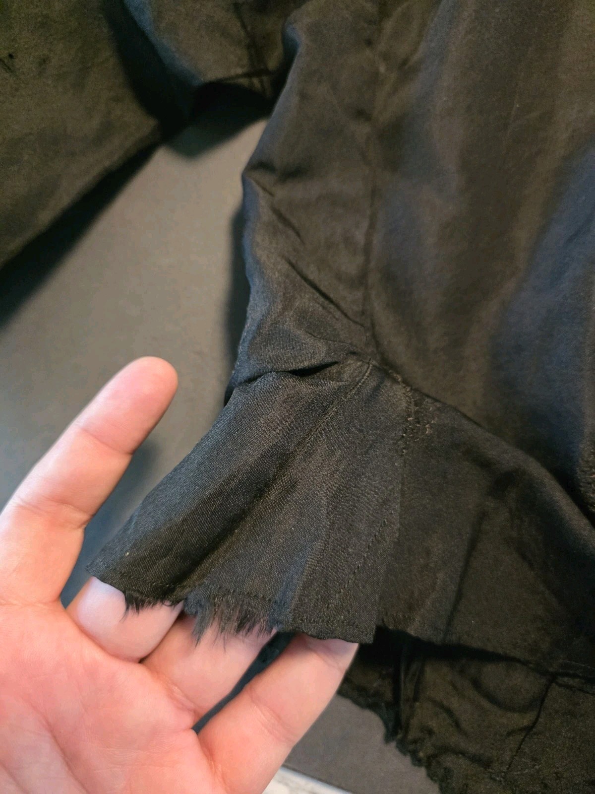 Antique 1890s Victorian Black Silk Mourning Bodice Blouse High Neck Pleated Lace