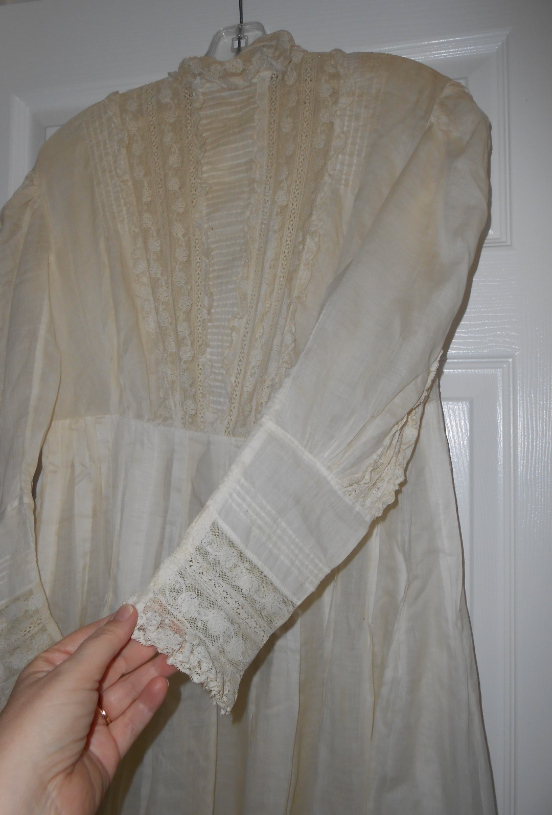 Vtg 1890s 1900s Victorian Edwardian DAY DRESS Lace Lawn Cotton FINE Handmade