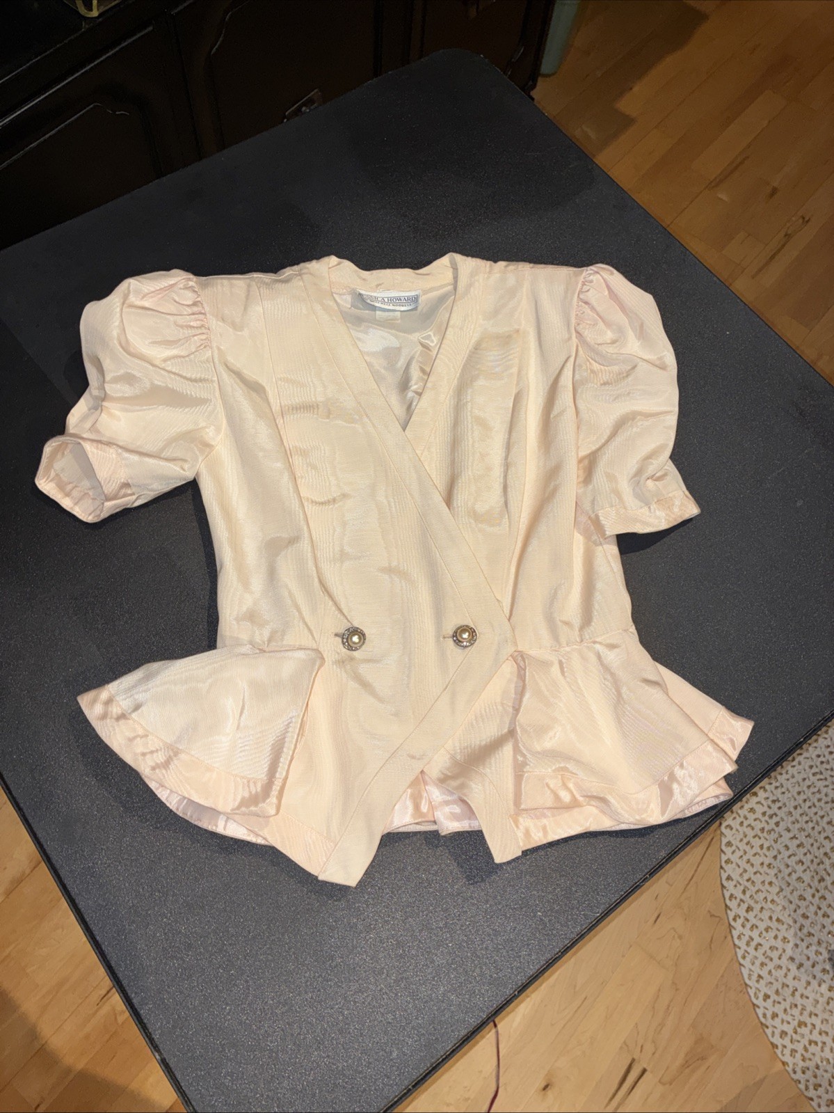 Vintage 80s Peplum Blazer Pink Opal Jessica Howard Statement Jacket size 10 by