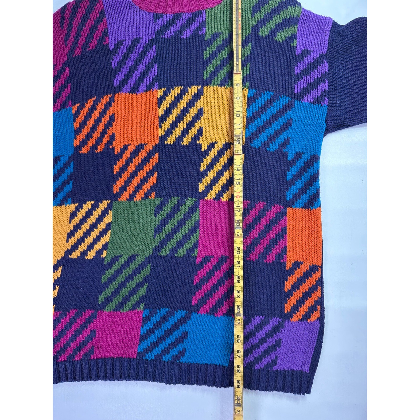 All Points Vintage 90s Colorblock Patchwork Mock Neck Sweater Y2K Medium