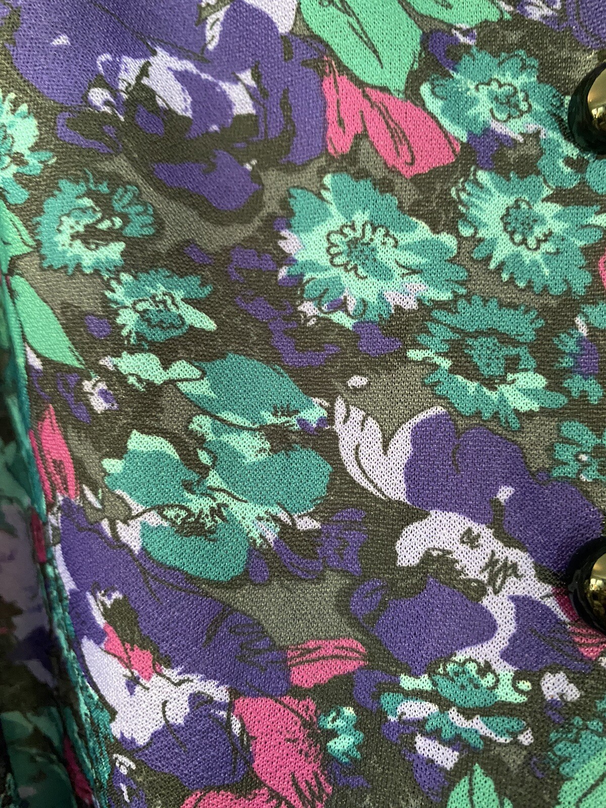Vtg 80s Items Brand Polyester Belted Dress W/Pockets Sz 12 Floral Purple Teal