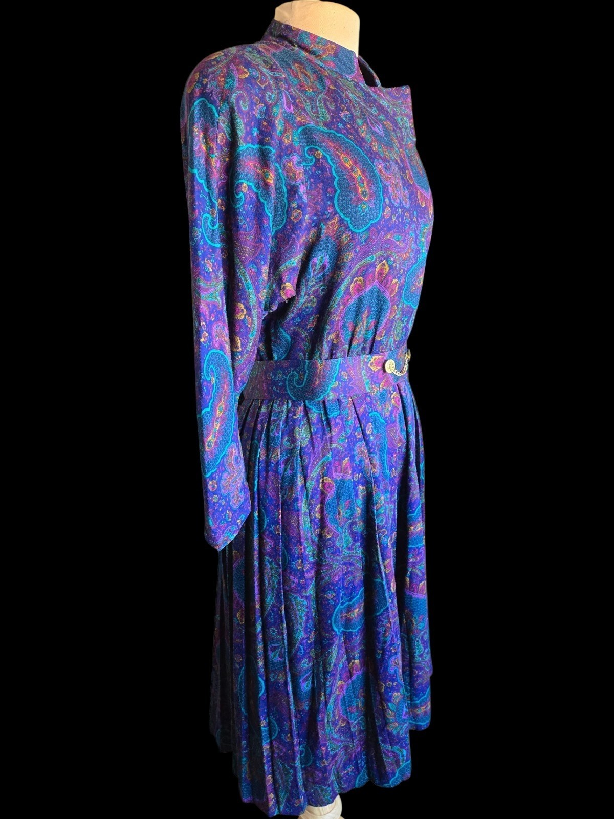Vintage 80s Secretary Geek Long Sleeve Dress Sz 10