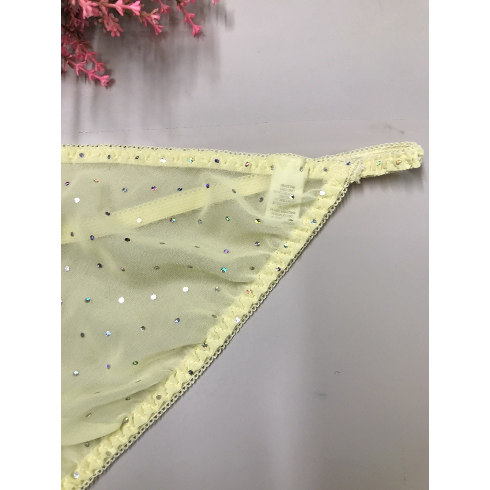 RARE Vintage CATO G String Thong Panties Sheer YELLOW Chiffon Plus Sz 26/28W