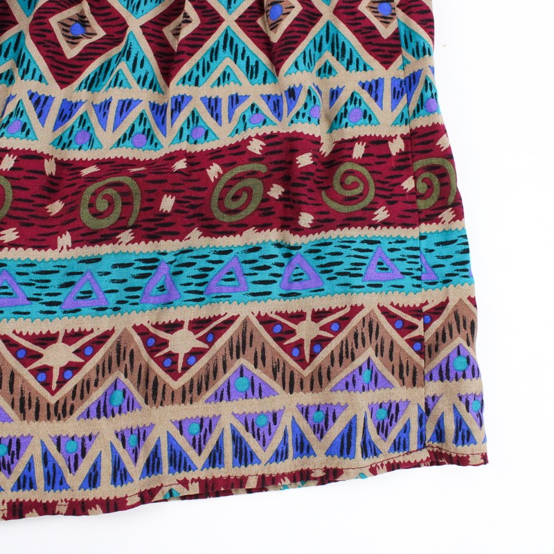 Vintage Koret Petites Multicolor Tribal Pattern Midi Skirt Women&rsquo;s Size Small