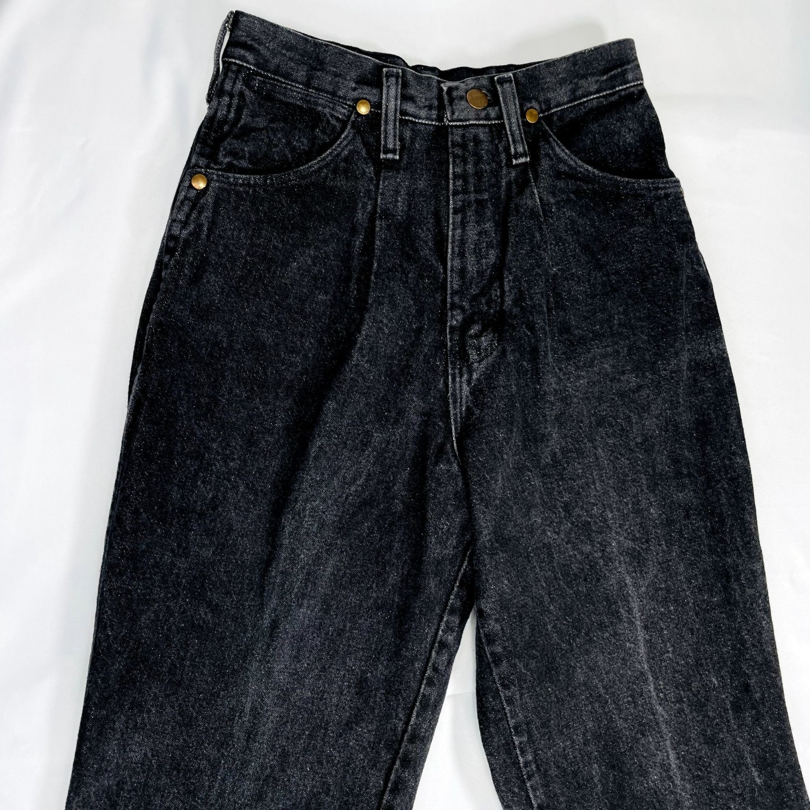 Vintage Wrangler Womens High Waist Black Denim Leather Patch Mom Jeans 5 / 25&Prime;