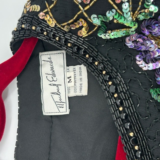 Vintage Michael Edwards Hand Beaded Sequined Floral Evening Jacket