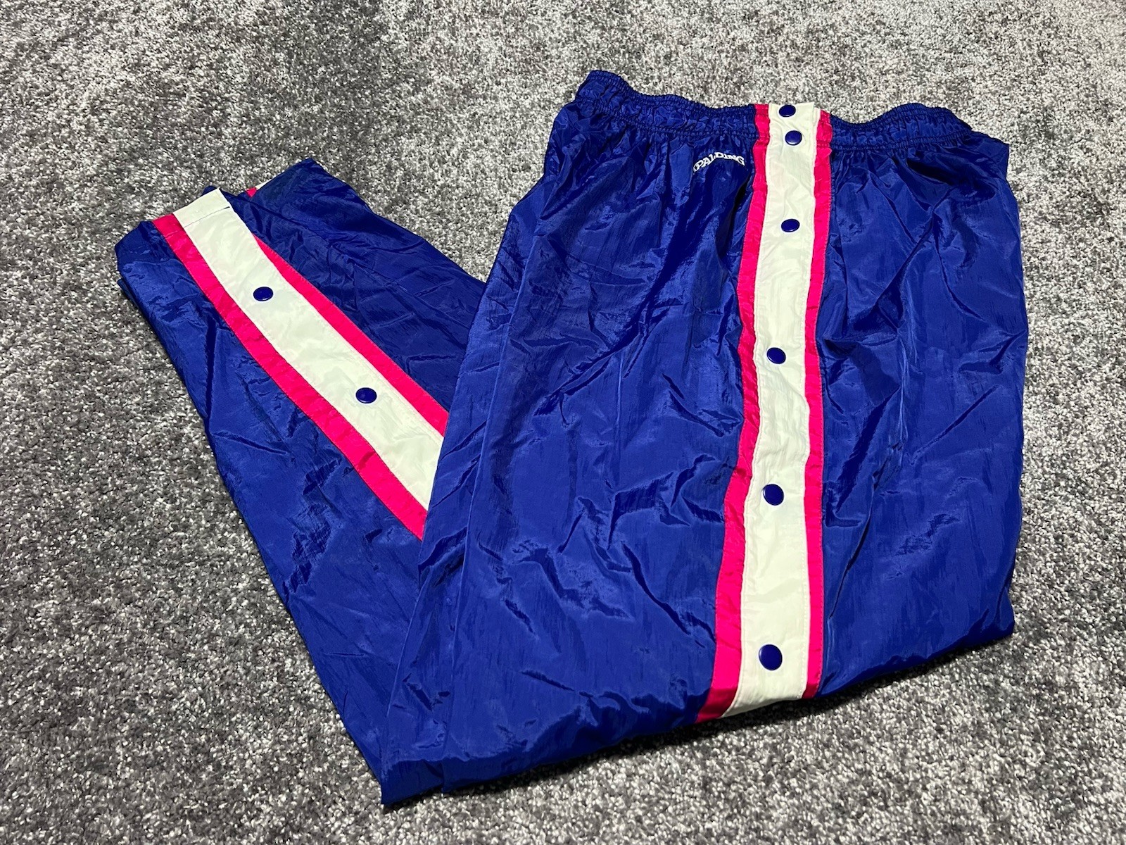 Spalding TEAR-AWAY PANTS Nylon Snap Purple Hot Pink X-Large Vintage 1980’s