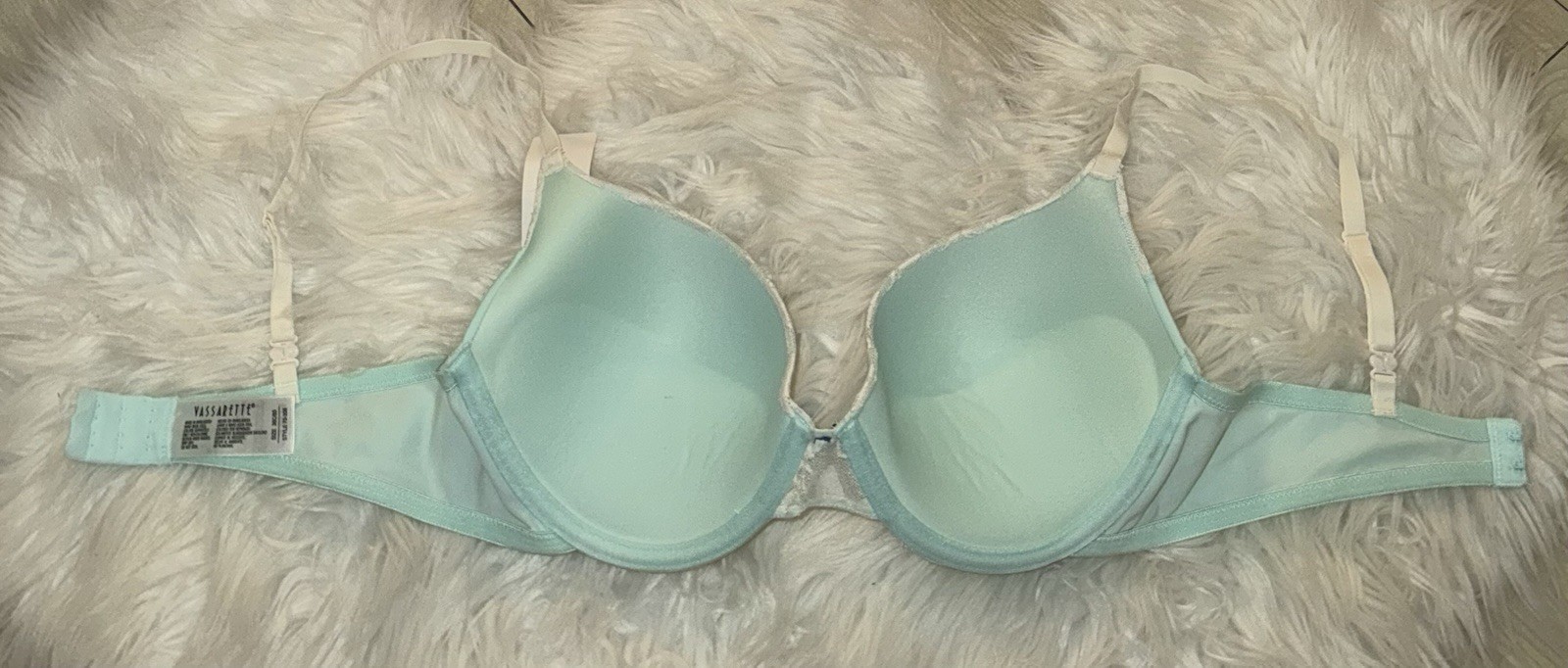 Vintage Vassarette 75-356 Padded Underwire Bra Lace Womens 38C Mint Green New