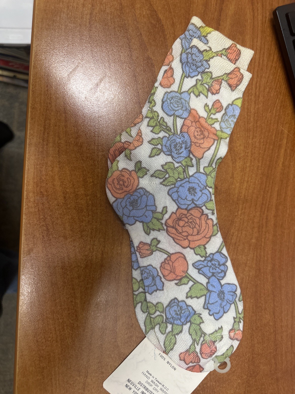Vintage Floral Nylon pair of Socks – “One Size Fits 9–11” – Time-Travel ready