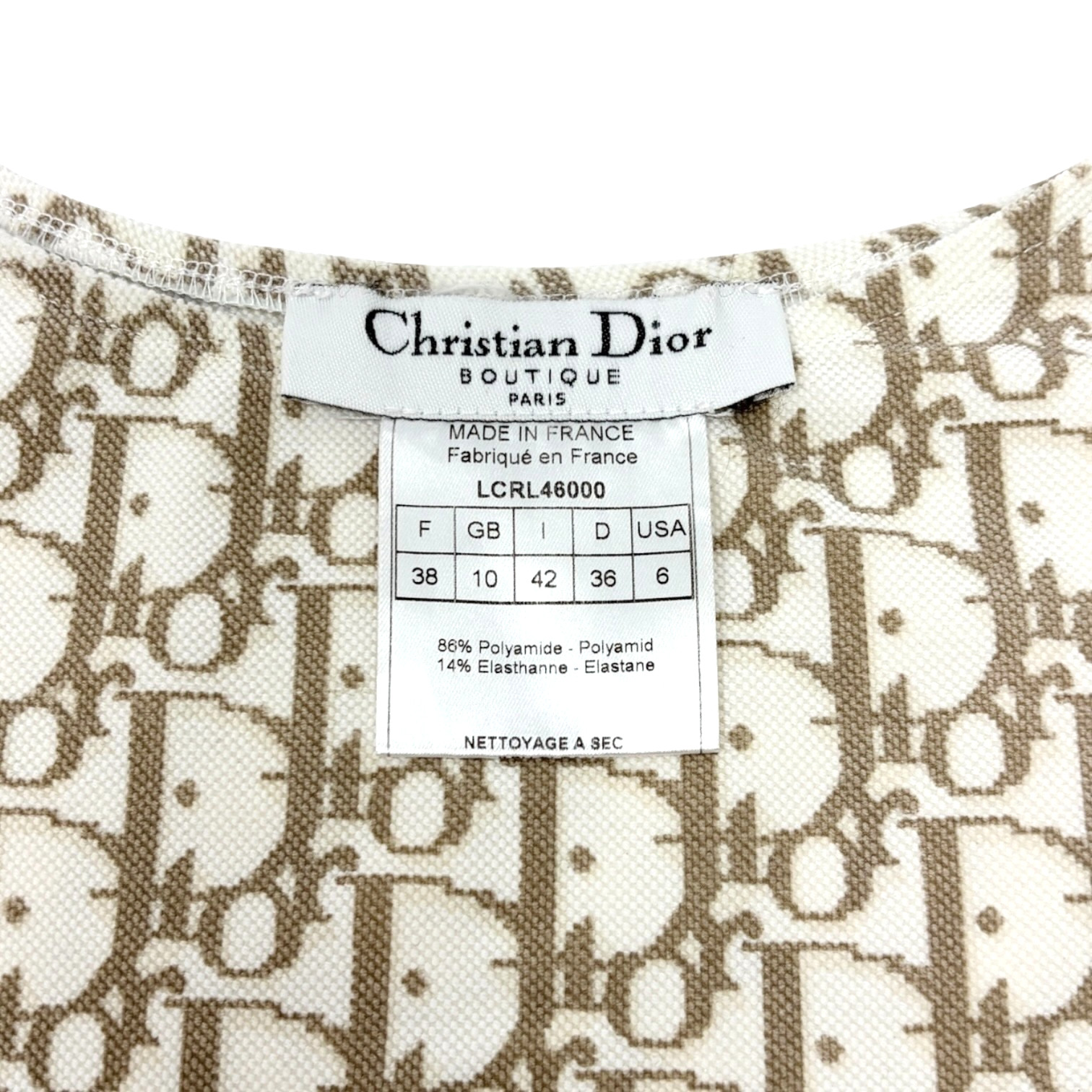Christian Dior Vintage Logo Trotter Monogram Sleeveless Dress #38 Beige 902287