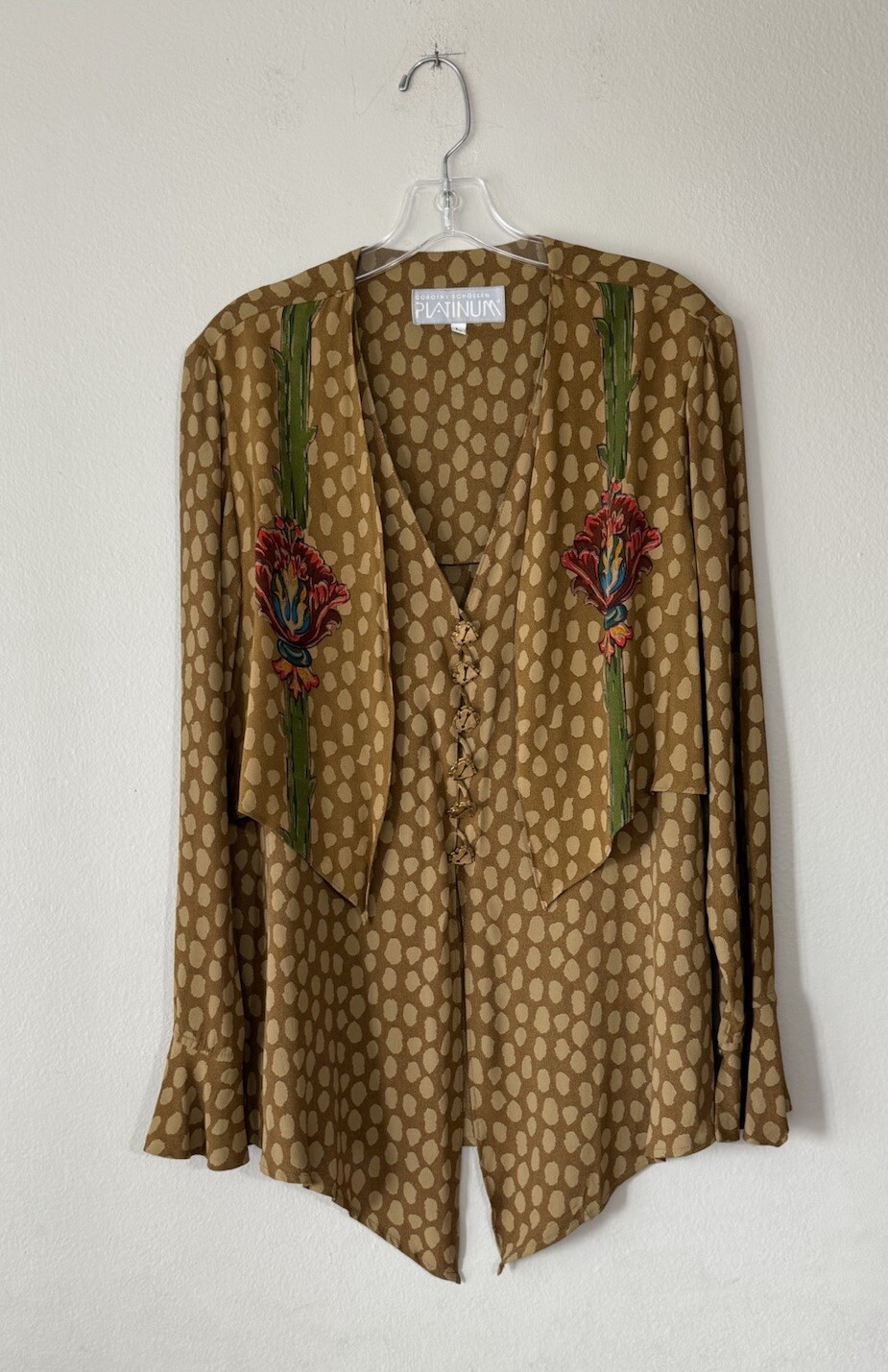 Vintage Dorothy Schoelen Platinum L Art To Wear Blouse Heart Buttons 90s Retro