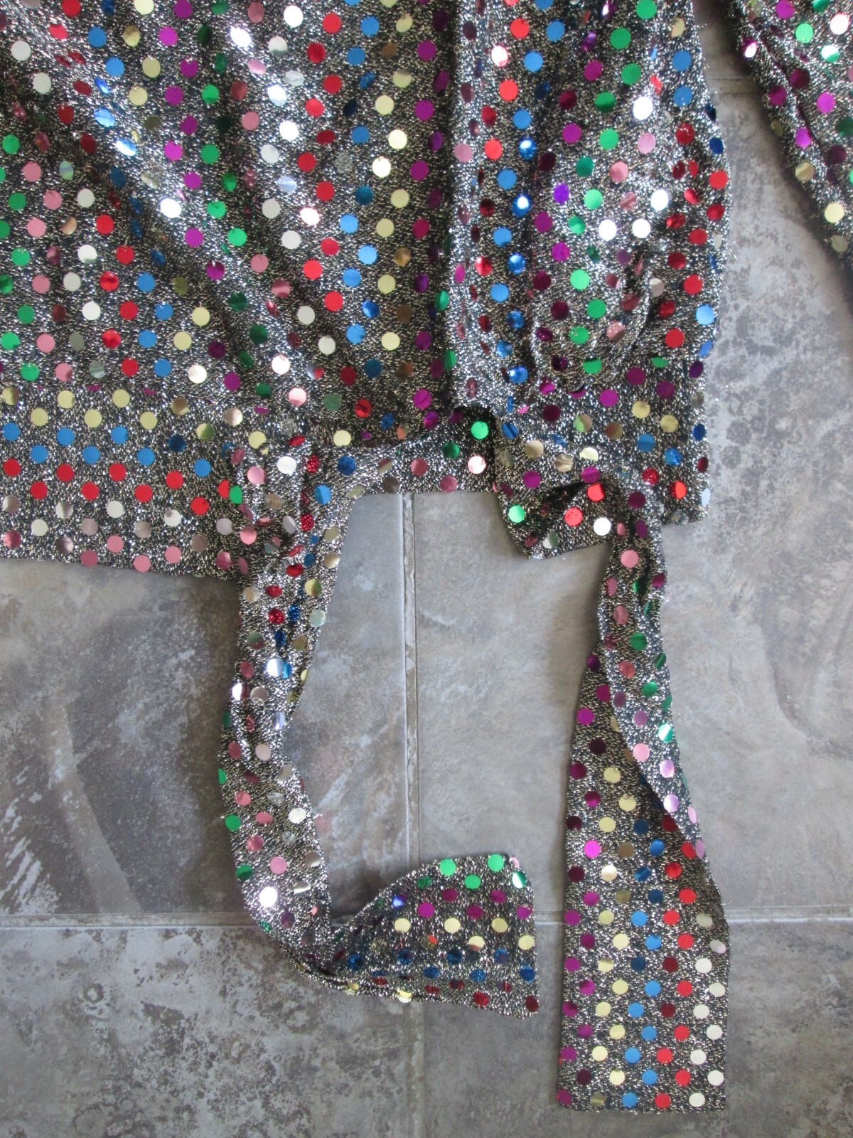 Vintage Another Thyme Shirt Large Sequin Mirror Colorful Party Club Disco Knot