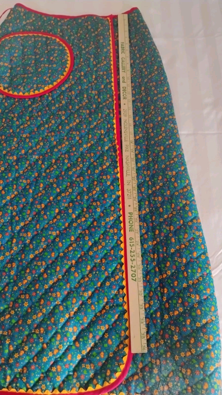VTG 70s Retro Floral Quilted Maxi Wrap Skirt Flower Power Boho Hippie Lg Pocket