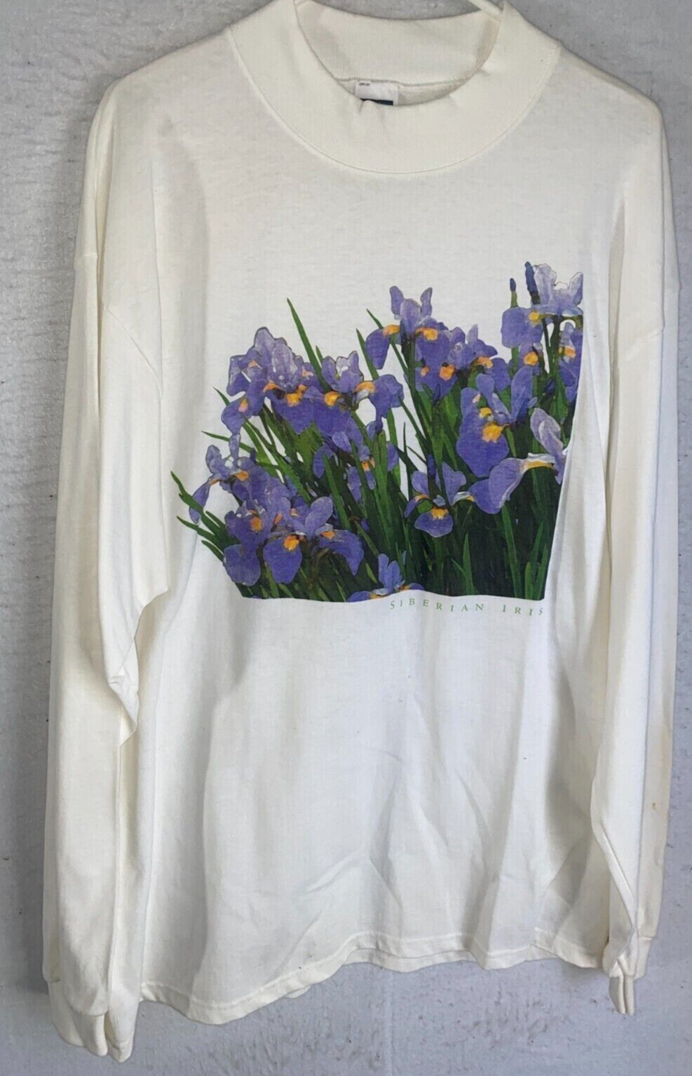 VINTAGE Cotton Deluxe Anvil Siberian Iris Long Sleeve Shirt Womens XL USA Made
