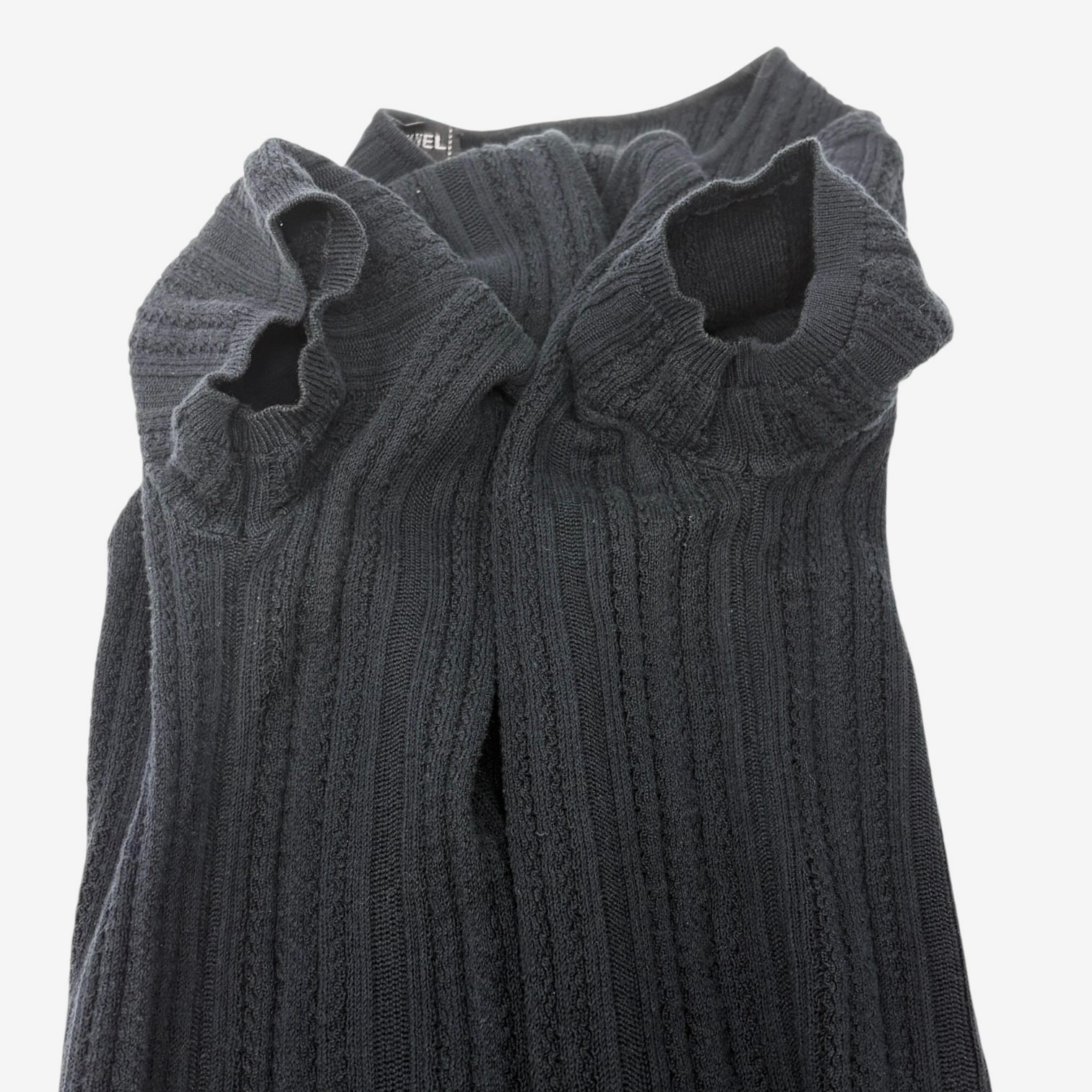 CHANEL Vintage 04P CC Mark Logo Mesh Knit T-shirt Top #38 Black Cotton