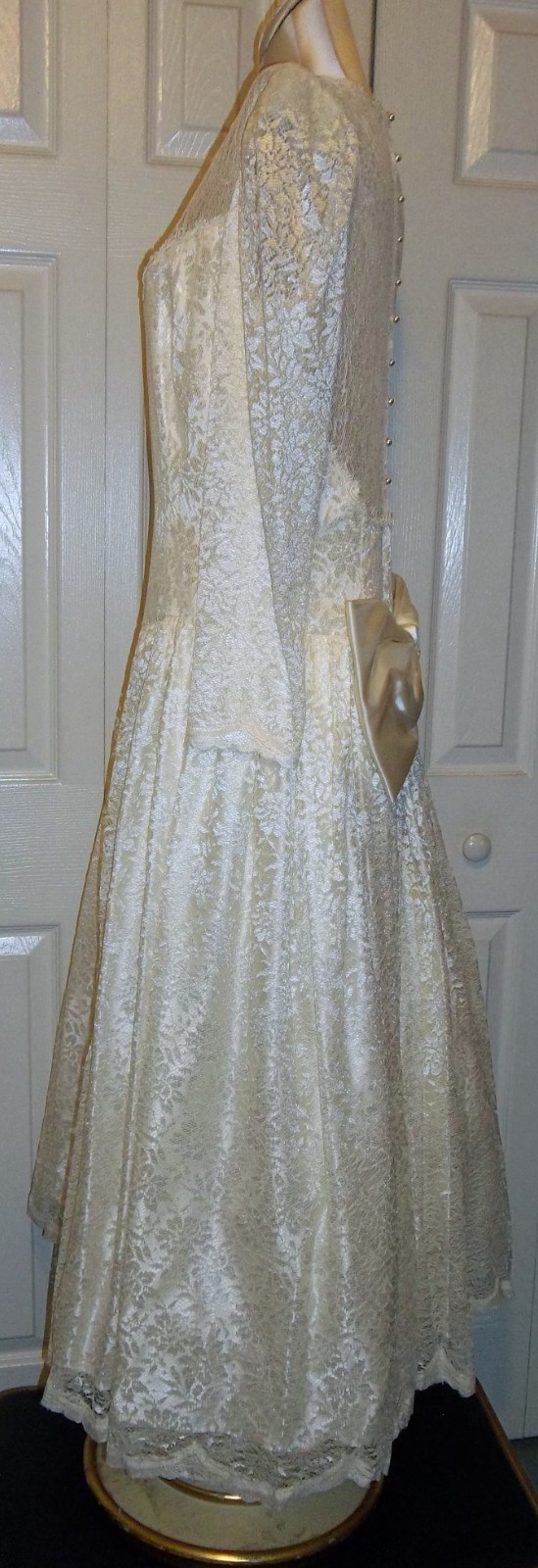 80s Vintage Jessica McClintock Ivory Lace Wedding Dress Tagged Size 18