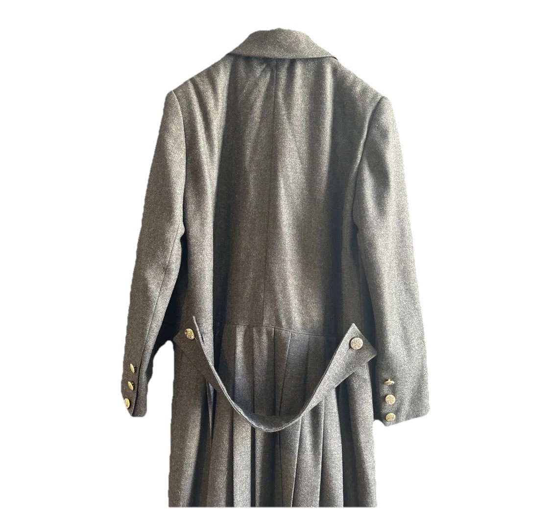 Vintage Yves Saint Laurent Rive Gauche 100% Wool Coat Belted Pleated Back FR 38