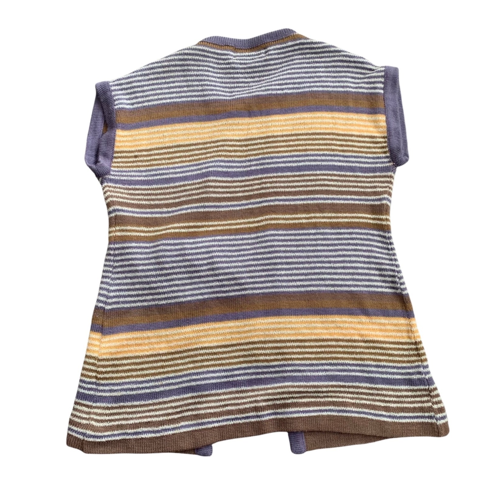 Vintage Beldoch Popper Wool Boho Striped Sleeveless Sweater L