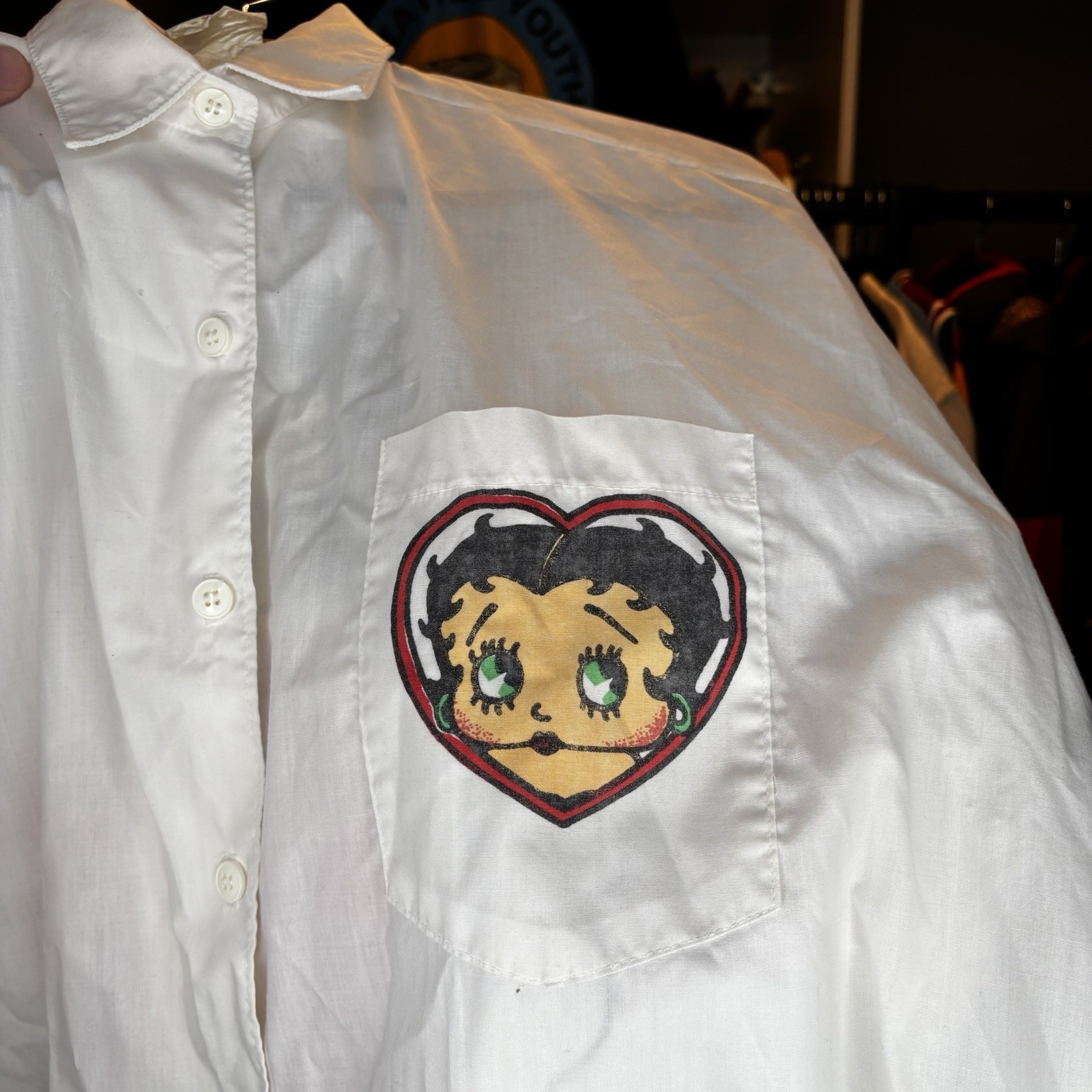 Vintage 1985 Betty Boop Button Up Shirt Made In Canada Oversized Graphic
