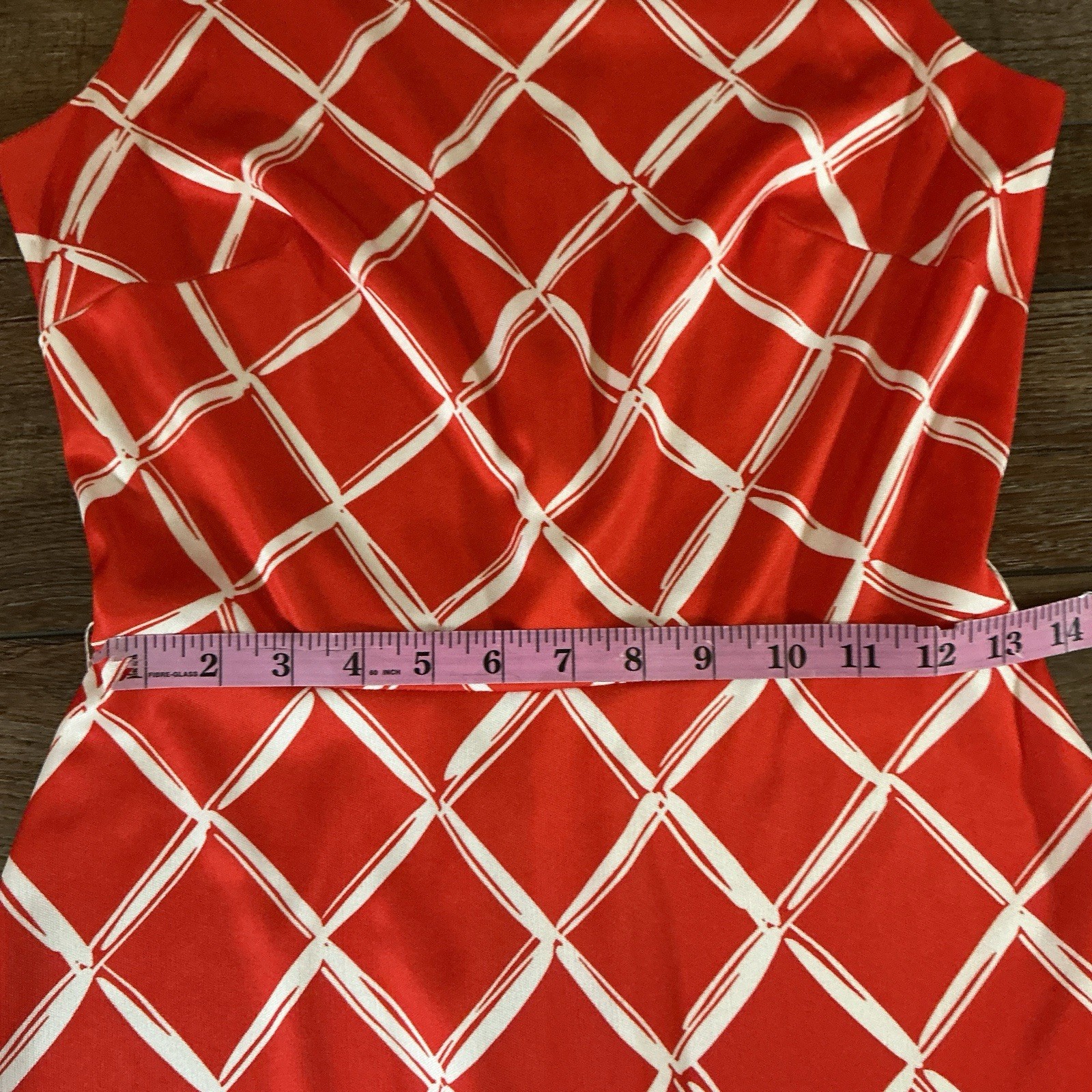 70s VTG Kay Windsor Red Geometric Maxi Dress Sleeveless Mock Neck Size XS/S #9E8