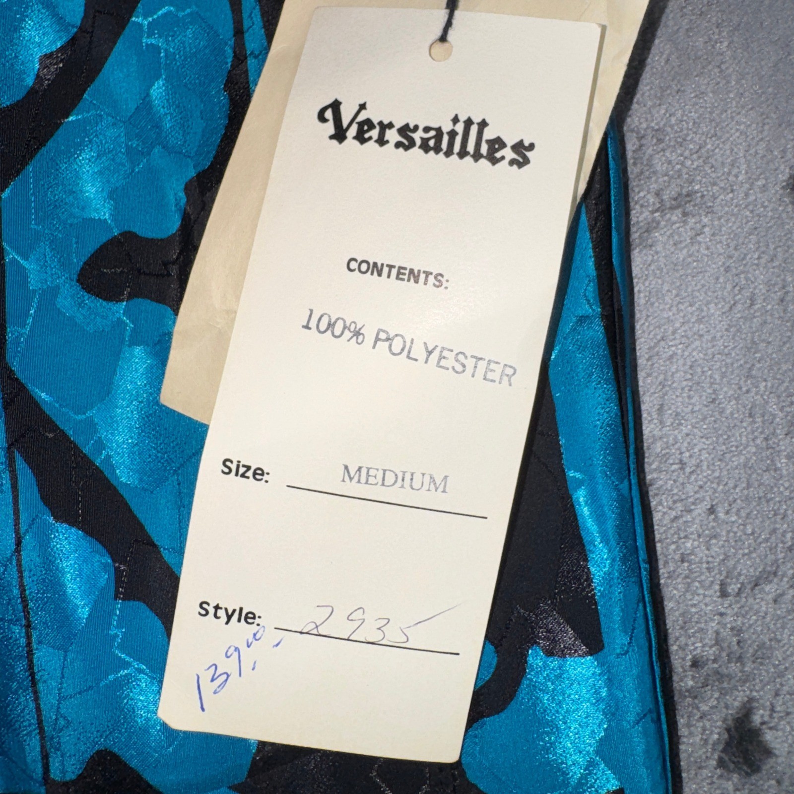 Versailles Vintage Blazer Turquoise Black Geometric Jacquard Shawl Collar M 2935