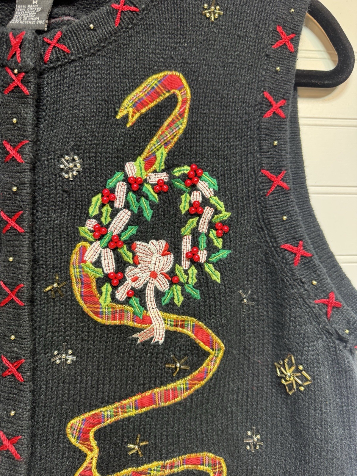 All Points by Reference Point Vintage Womens Christmas Sweater Vest Sz Medium