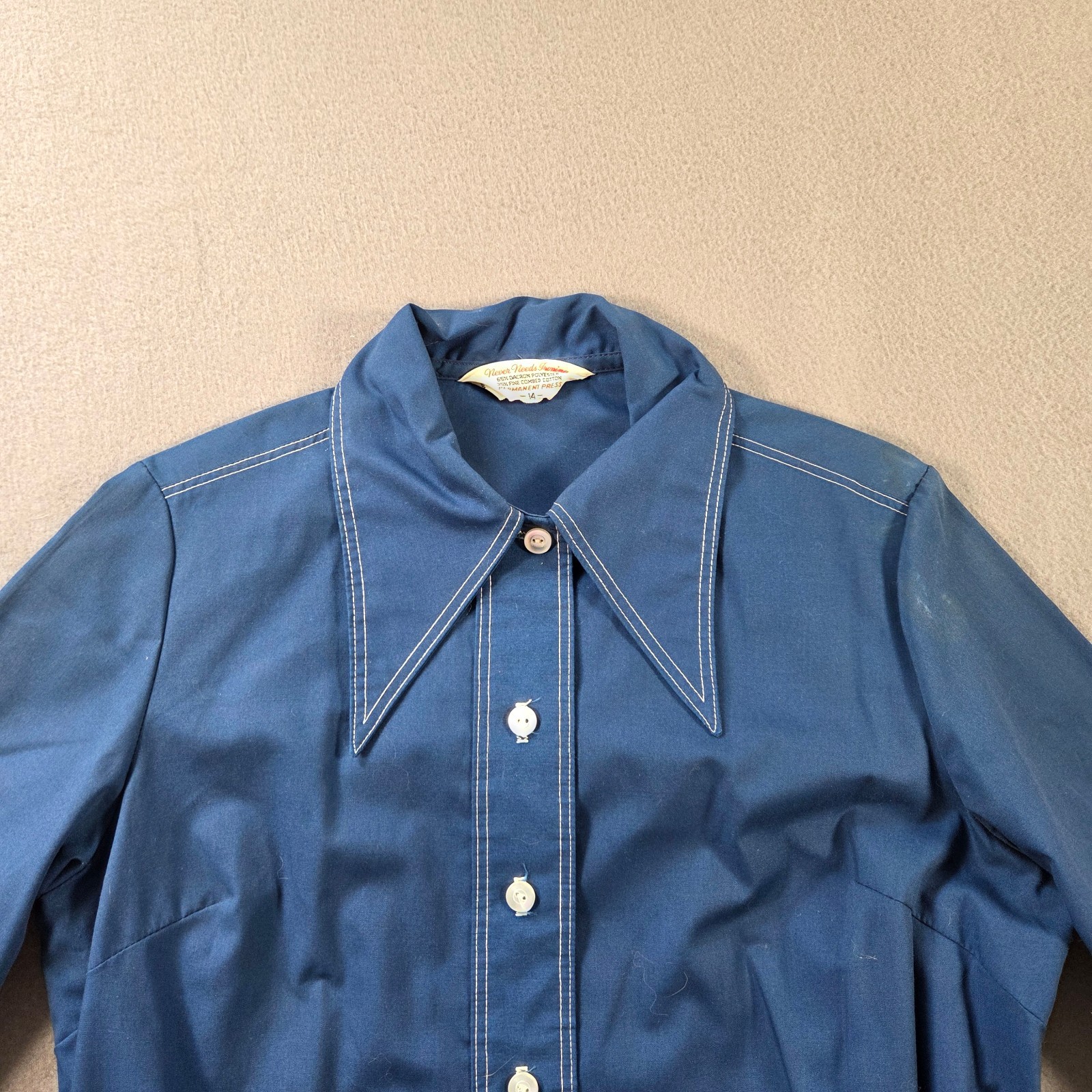 Vintage Trench Coat Womens Small Blue Mid Length Belted 70s Mod Press Daggar