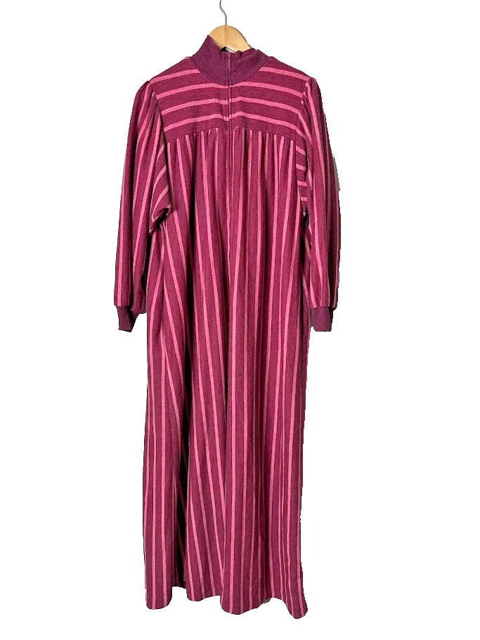 Vintage David Brown California Hostess Maxi Dress Kaftan Robe Striped Large
