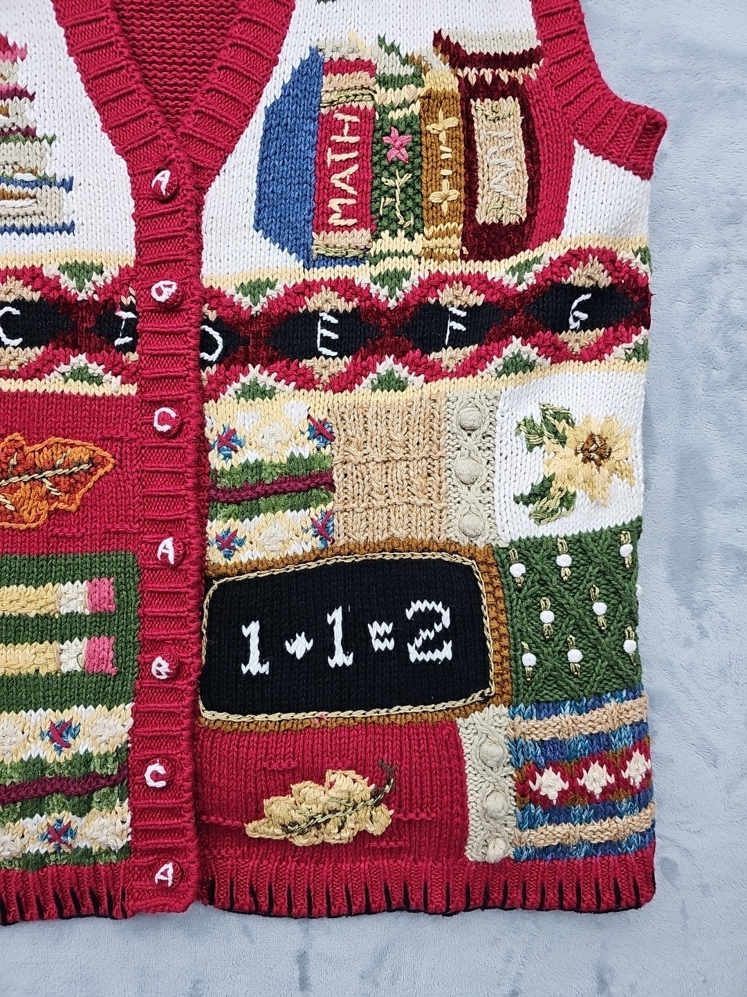 Tiara International Knit Vest School Teacher ABC Theme Plus Size 26/28 Vintage