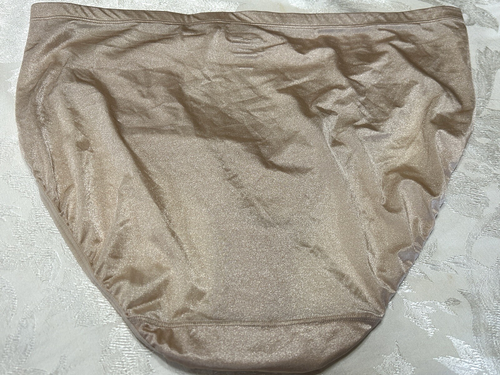 Vtg VANITY FAIR 13194 Comfort Essentials Satin Hi-Cut 9 Beige Brief Panties #160