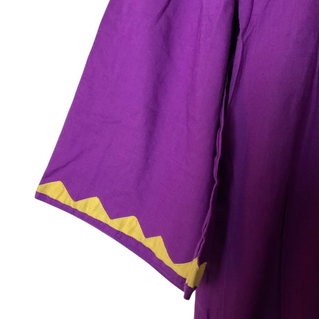 Vintage NWT 70&rsquo;s India Cotton Purple Yellow Embroidered Maxi Bohemian Dress S