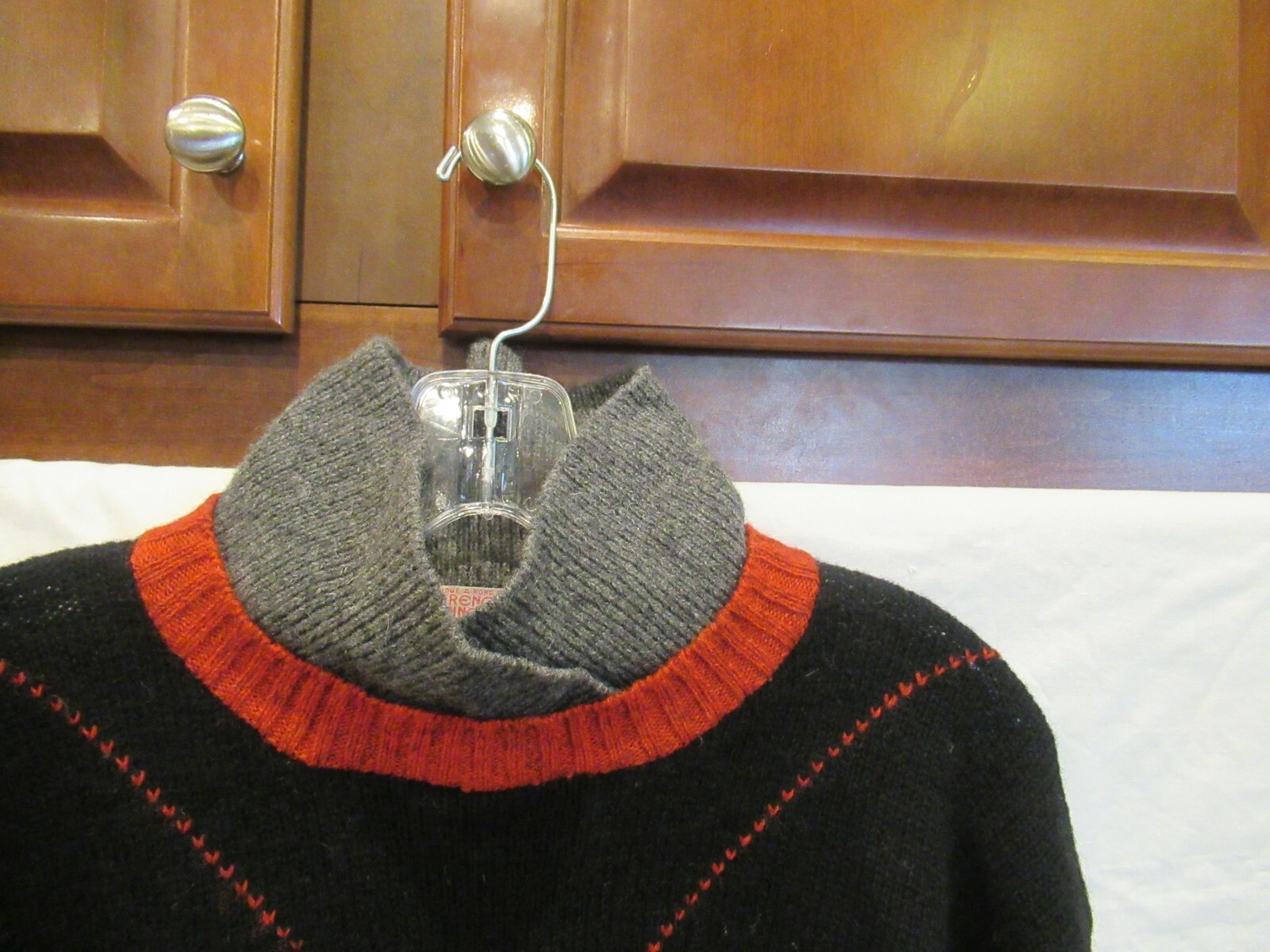 French Connection black gray and red sweater top, 40&Prime; chest, c. 1980s