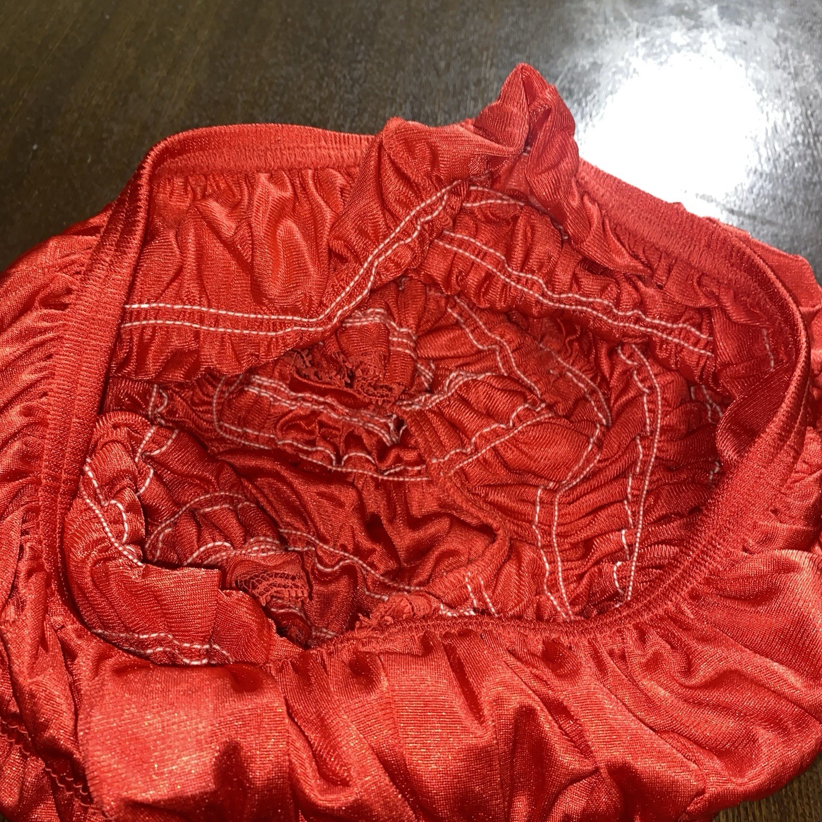 Vtg Malco Modes Red Ruffled Lace Cotton Pettipants Bloomers Panties EUC Medium