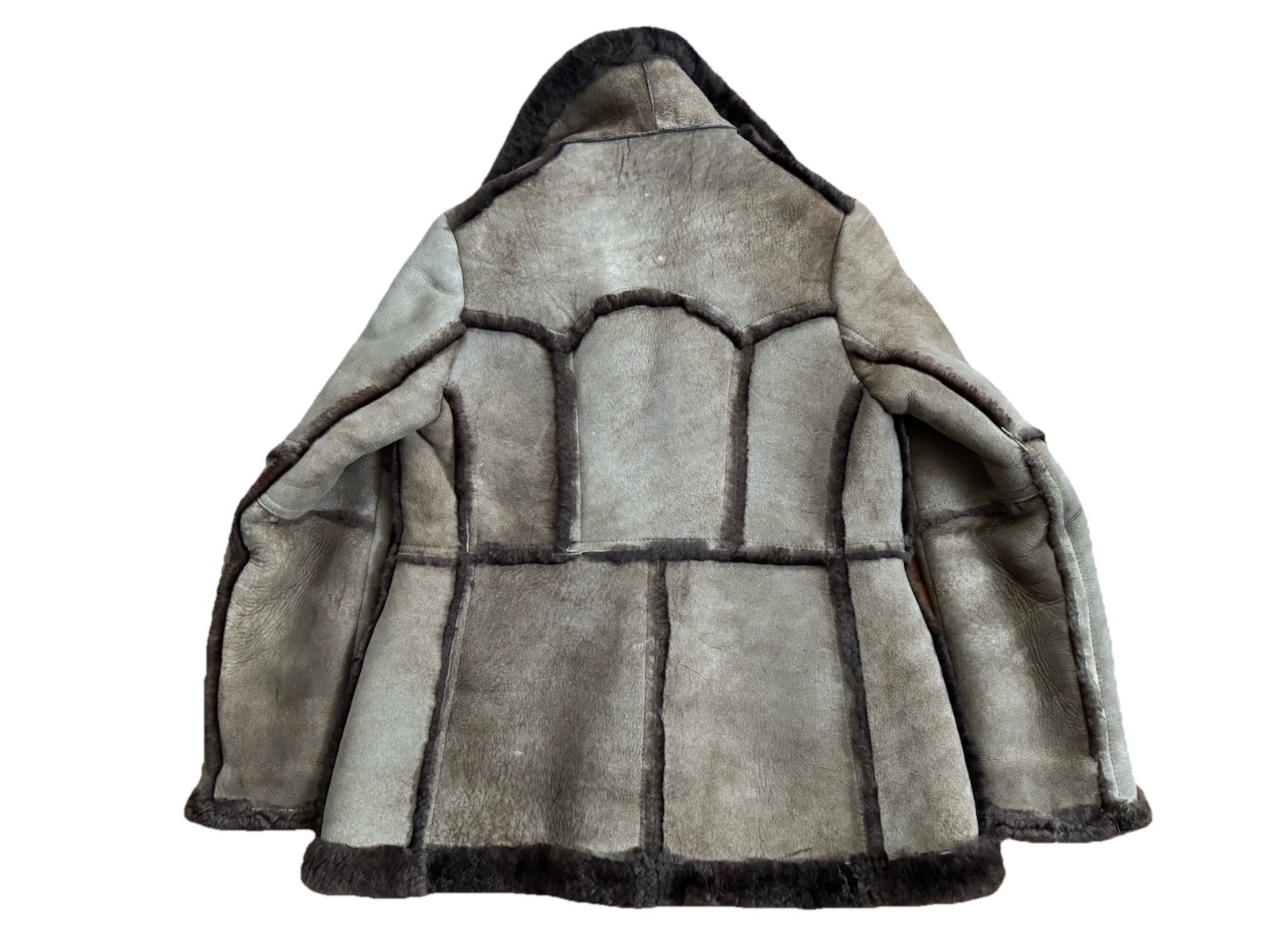 Wilsons Brown Suede Shearling Fur Coat Size 12, Vintage Style, Chest 42in