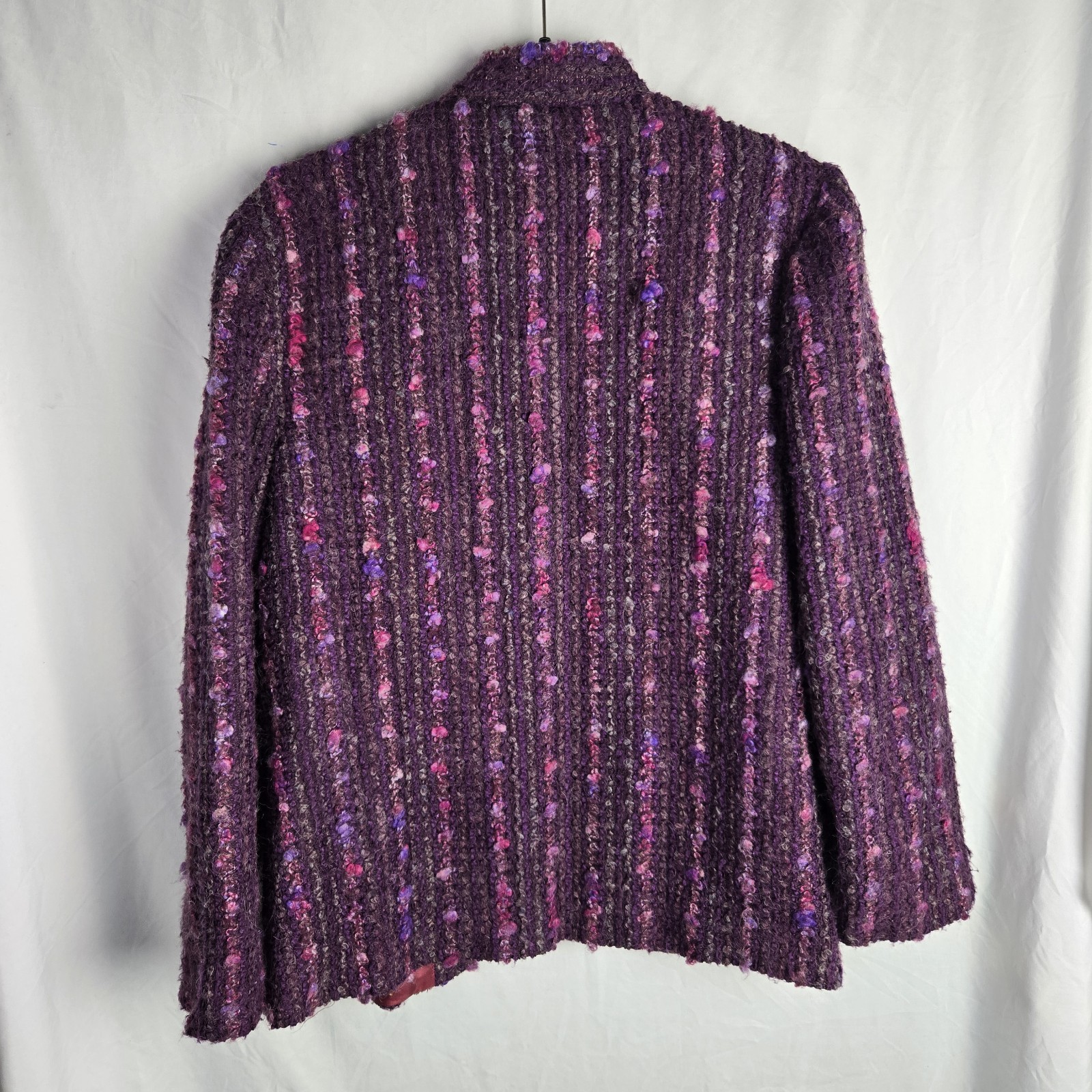 Vintage Devon Womens 14 Purple Texture Tweed Jacket Mohair Office Career Boho