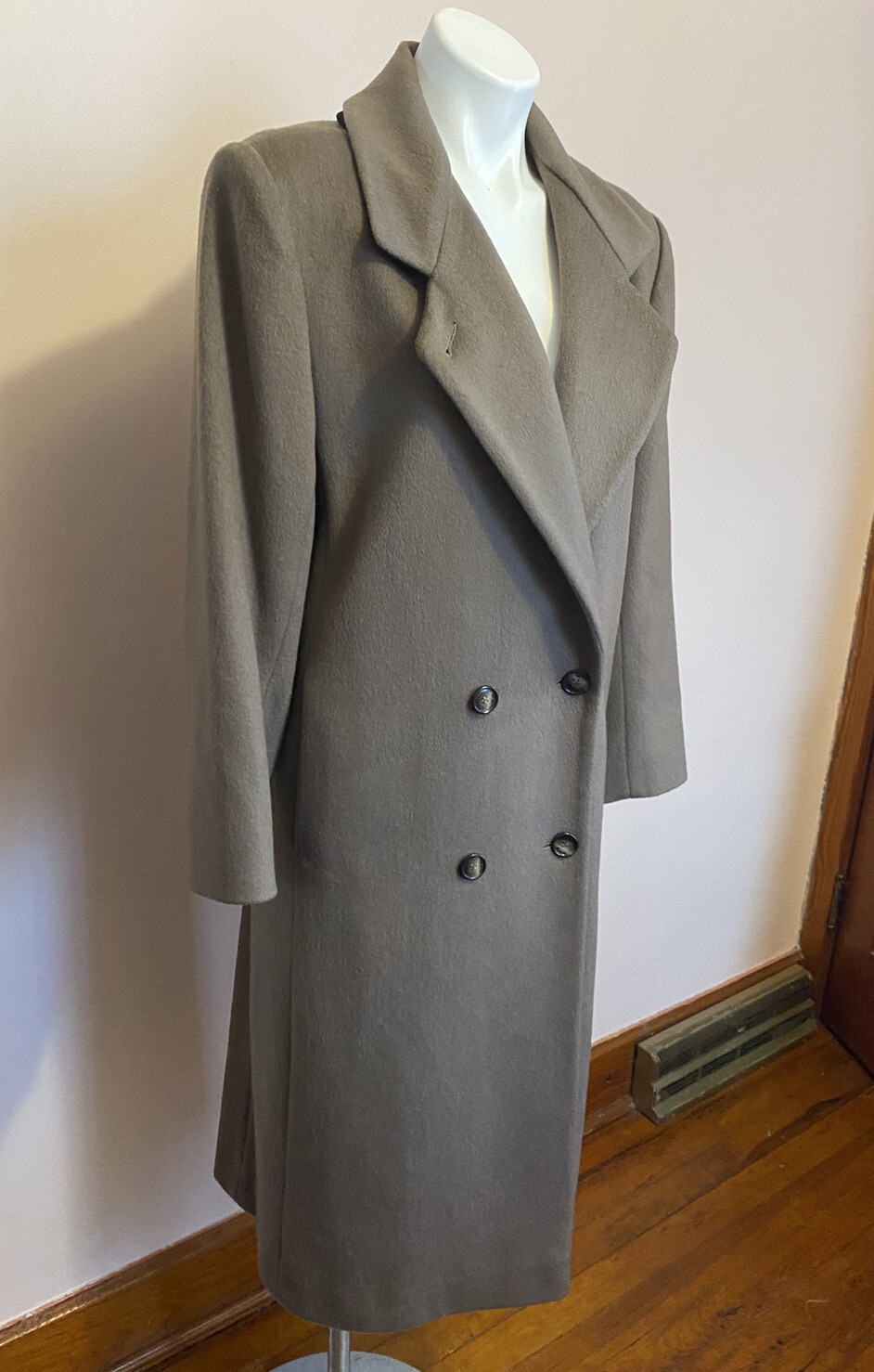 VTG Karen Petites Union Made Double Breasted Coat Tan Brown M (see Description)