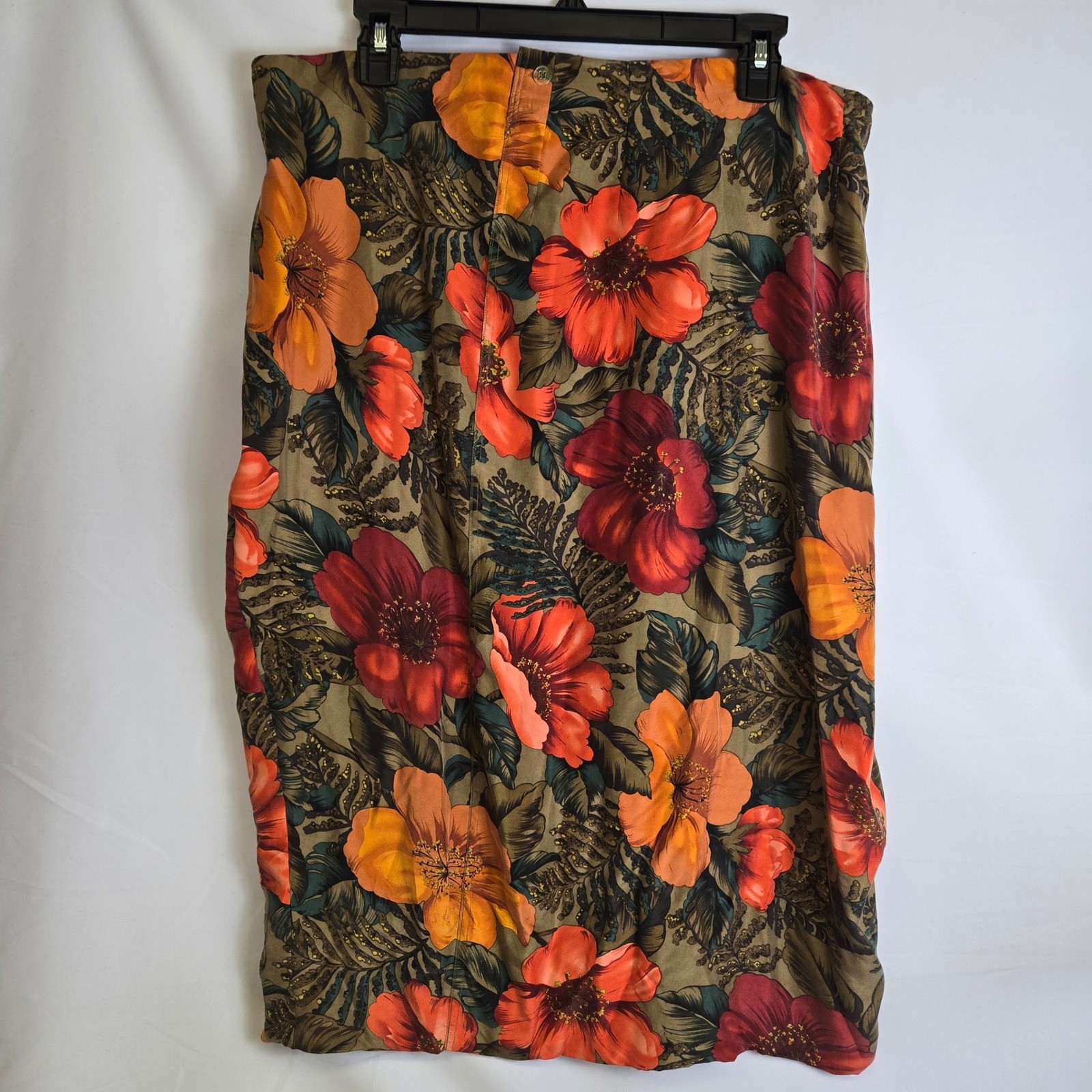 Rafaella Two Piece Set Top & Skirt 100% Silk Tropical Floral Vintage Large READ