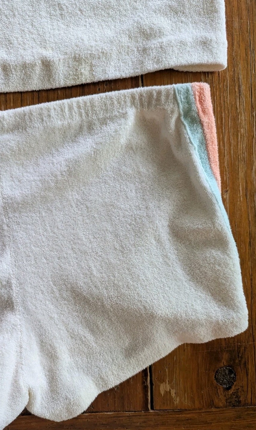 True Vintage 70s Terry Cloth Shorts Set Womens XS S Pastel Lounge Beach Surf