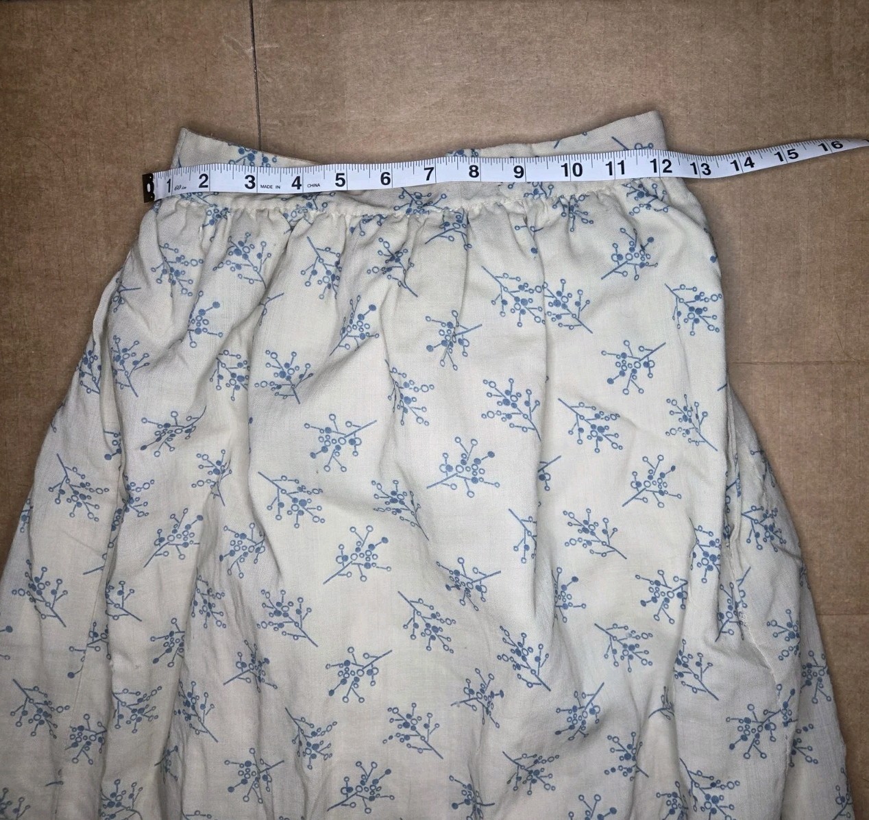 1850s Victorian 4pc Beige/Teal Cotton Blend Visiting Dress w/ Peplum & Lace Belt