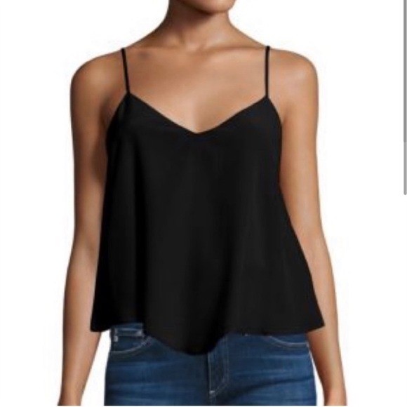 Alice + Olivia AIR Silk Swing Cami Black Spaghetti Strap Tank Top Large