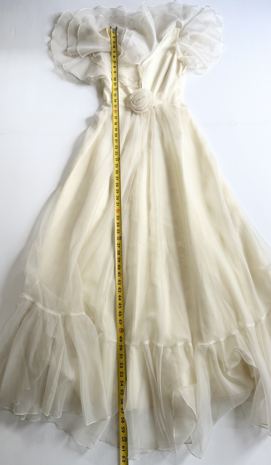 Vintage Pale Yellow Lorrie Deb Gown, Ruffles, Prom Dress