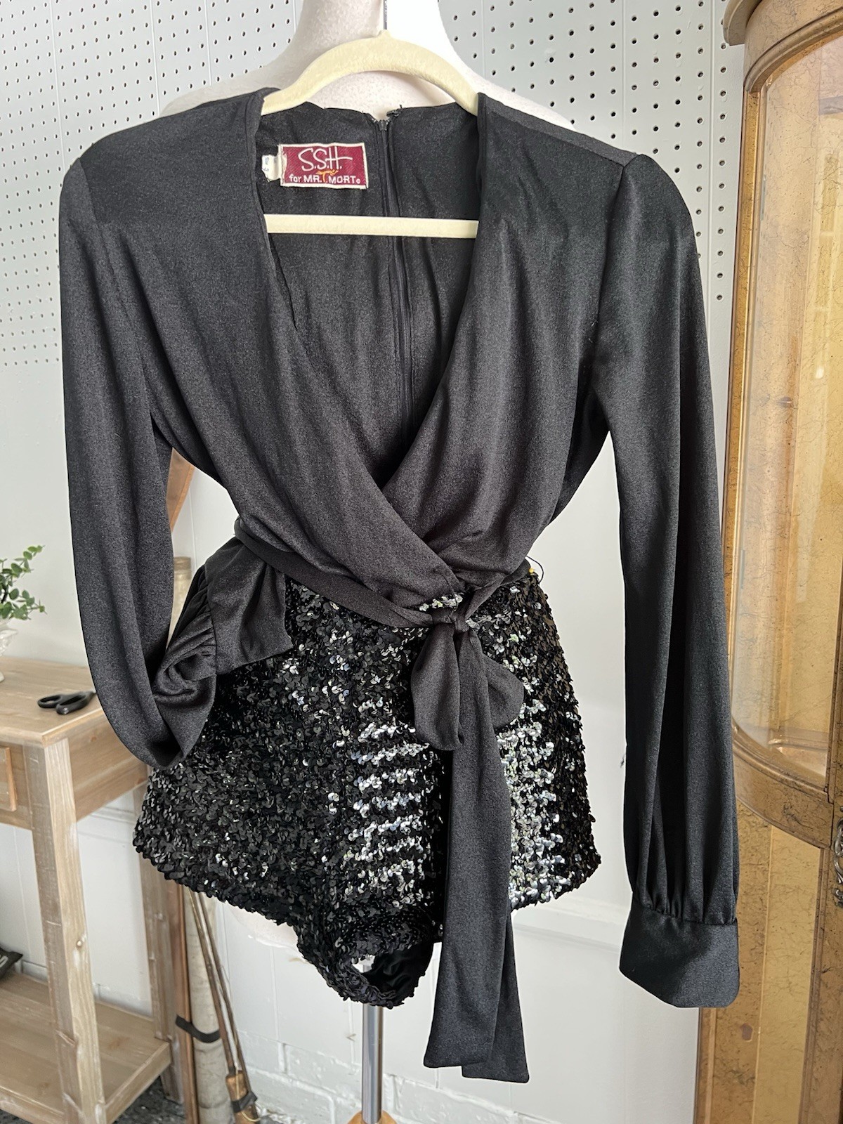 VTG 1970’s Wrap Romper W/sequin Shorts & Belt, Lined, Go Go, Disco, Lined
