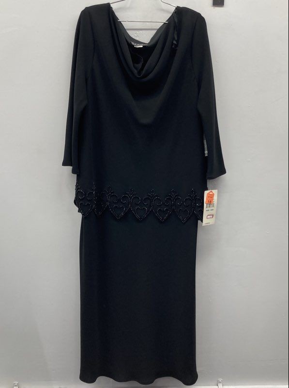 Vintage 90s S.L. Fashions Women&rsquo;s Black Beaded Heart Cowl Neck Dress NWT Sz 18W