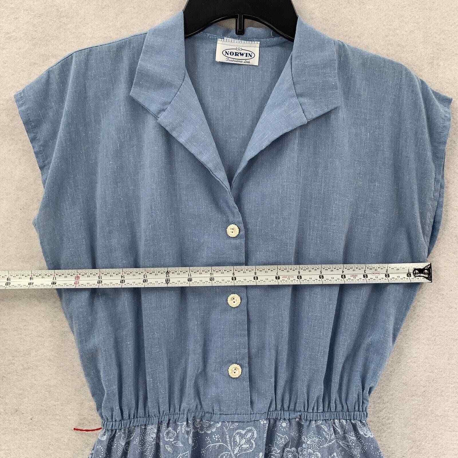 Vintage Norwin Suit Dress Blue Floral Long Line 2 Piece Modest Womens Med-Lg