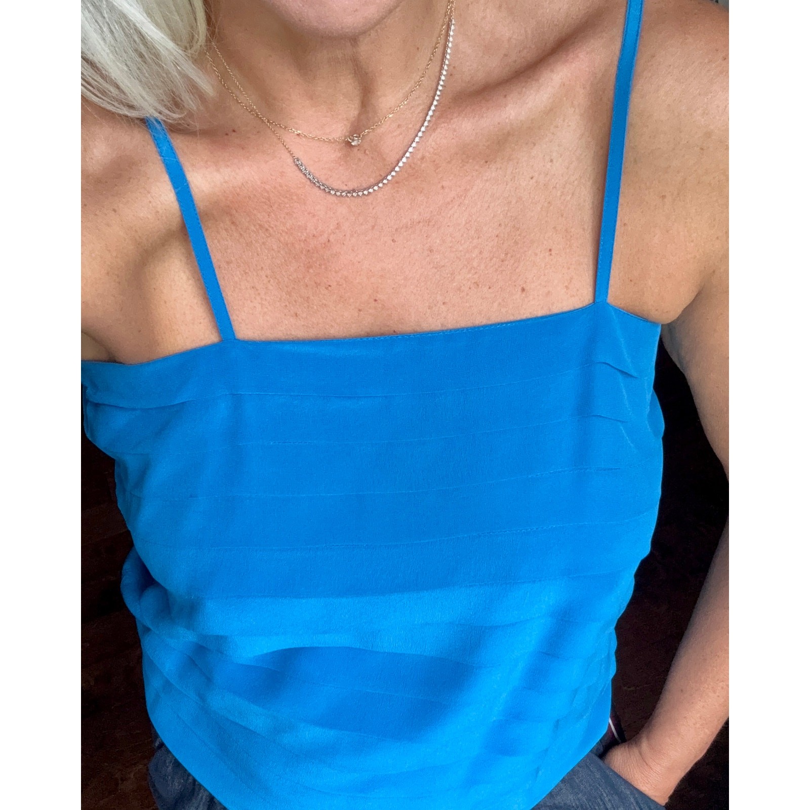 Royal Silk 100% Silk Tank Top Royal Blue Spaghetti Strap Size 8