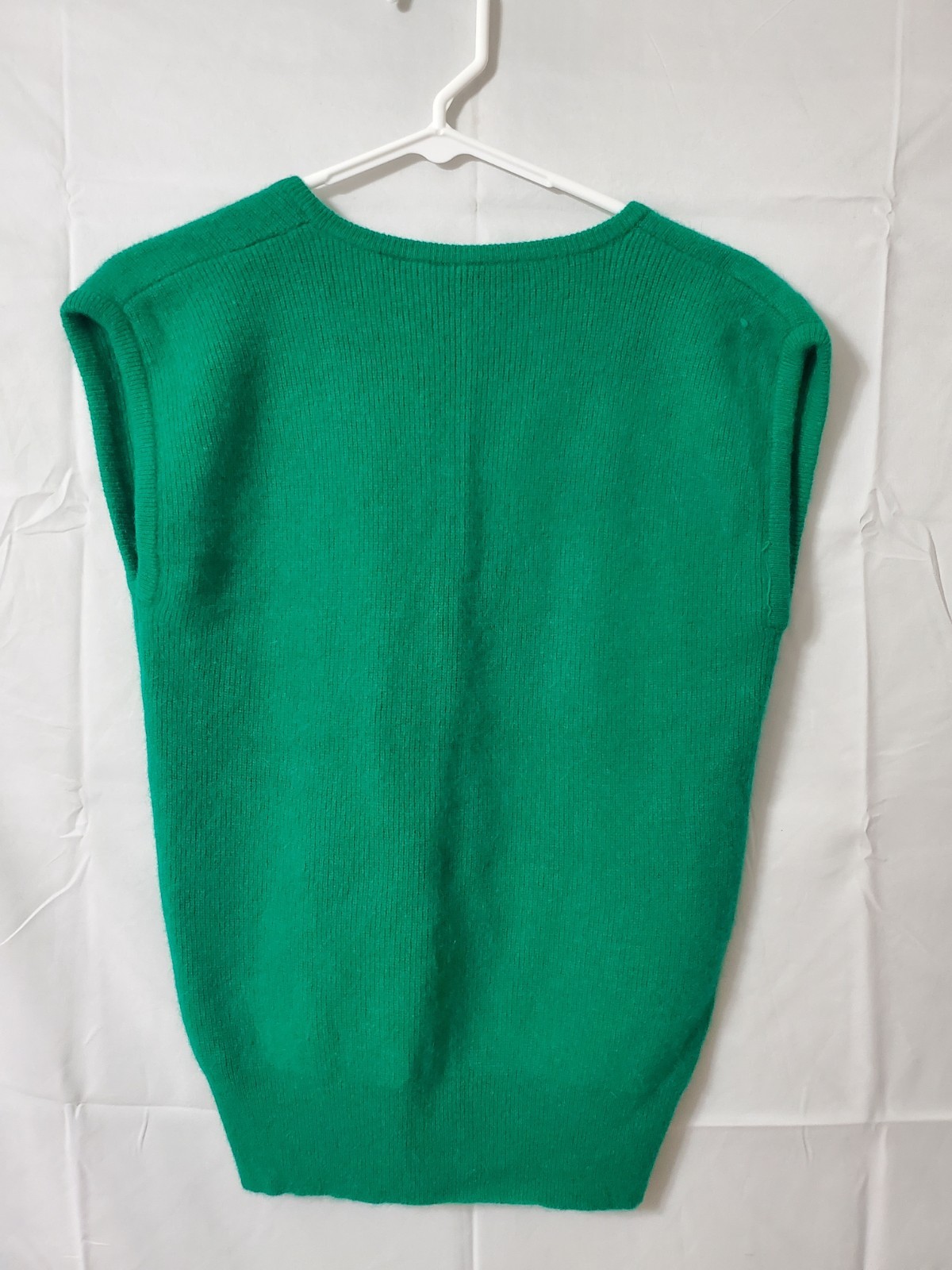 Russ Petites Vintage Lambswool Rabbit Vest Women&rsquo;s Medium Green V Neck Pullover